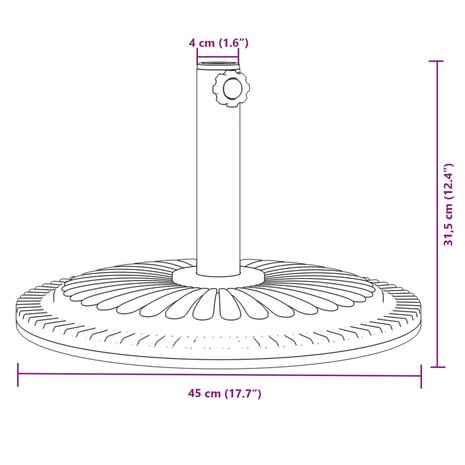Parasolvoet voor stok van Ø38 / 48 mm 12 kg rond 8