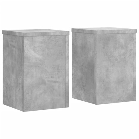 Plantenstandaards 2 st 25x25x35 cm bewerkt hout betongrijs 2