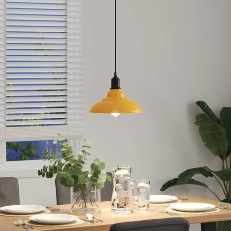 Hanglamp in hoogte verstelbaar E27 Ø31 cm metaal glanzend geel 4