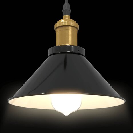 Hanglamp in hoogte verstelbaar E27 Ø22 cm metaal glanzend zwart 6