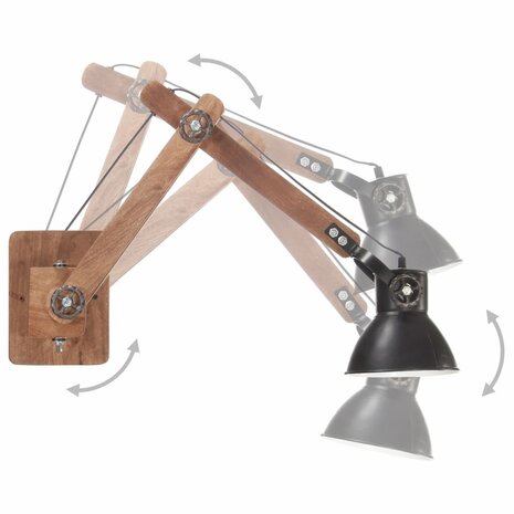 Wandlamp industrieel rond E27 zwart 3
