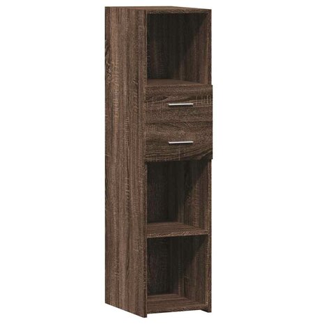 Hoge kast 30x42,5x124 cm bewerkt hout bruin eikenkleurig 2