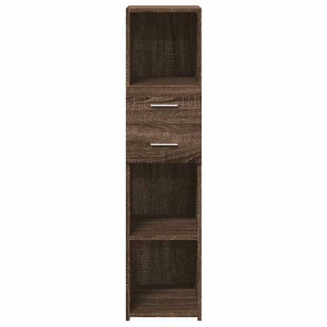 Hoge kast 30x42,5x124 cm bewerkt hout bruin eikenkleurig 4