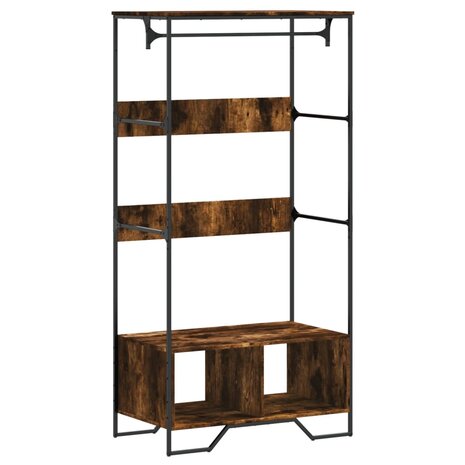 Kledingkast 90x50x180 cm bewerkt hout gerookt eikenkleurig 2