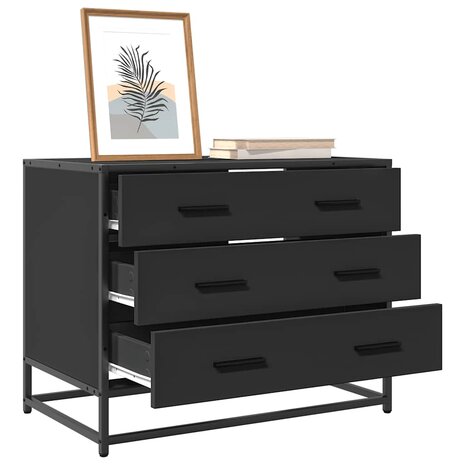 Ladekast 70x41x56 cm bewerkt hout zwart 1