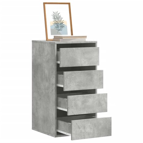 Ladekast 40x41x76 cm bewerkt hout betongrijs 1