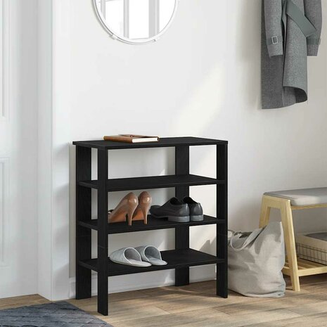 Schoenenrek 61x32x70 cm bewerkt hout zwart 1
