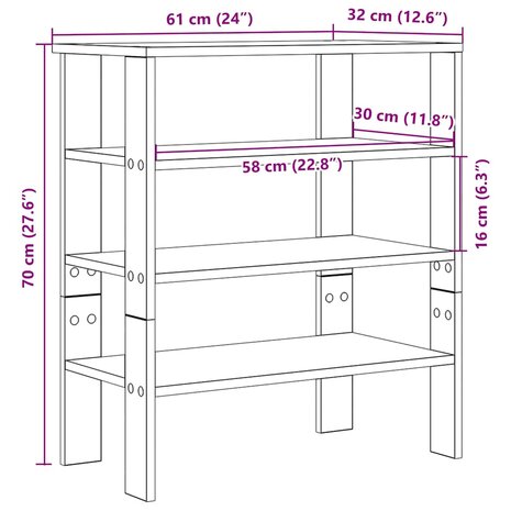 Schoenenrek 61x32x70 cm bewerkt hout zwart 9