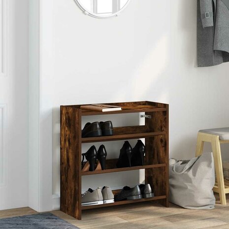 Schoenenrek 60x25x62 cm bewerkt hout gerookt eikenkleurig 3