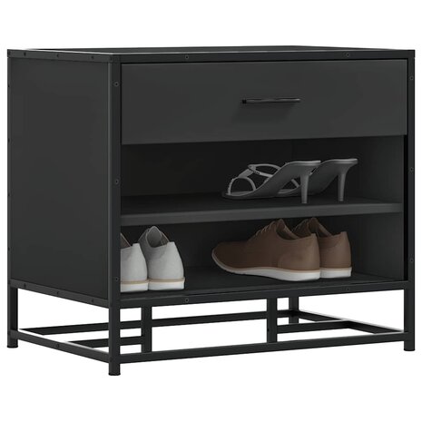 Schoenenbank 60x40x53,5 cm bewerkt hout en metaal zwart 1