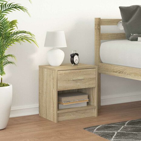Nachtkastje met lade 39x28x41 cm sonoma eikenkleurig 3