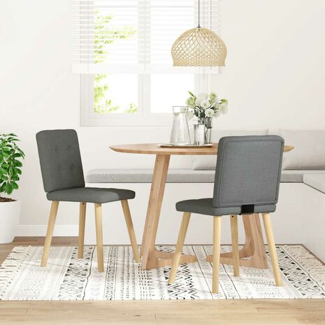 Eetkamerstoelen 2 st stof donkergrijs 2
