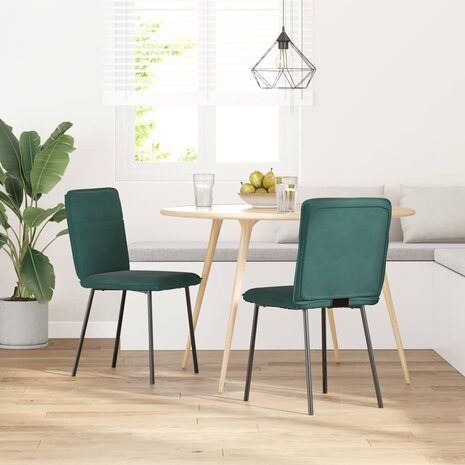Eetkamerstoelen 2 st fluweel donkergroen 2