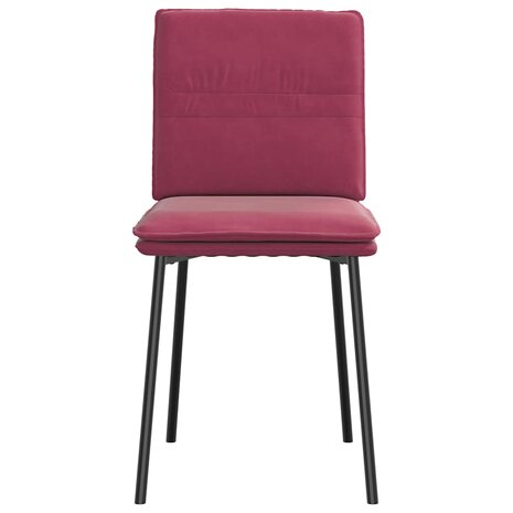Eetkamerstoelen 2 st fluweel wijnrood 4