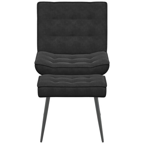 Relaxstoel met voetenbank fluweel zwart 4