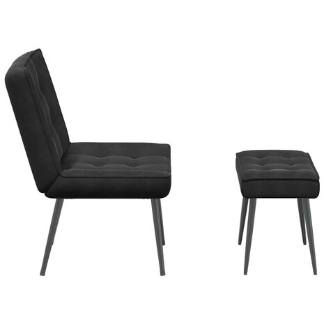 Relaxstoel met voetenbank fluweel zwart 7