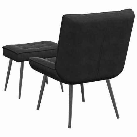 Relaxstoel met voetenbank fluweel zwart 8