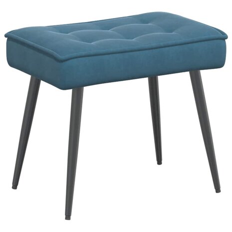 Relaxstoel met voetenbank fluweel blauw 6