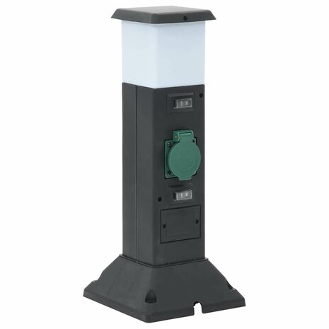 Tuinstopcontact met lamp en grondpin 2-wegs 16x16x39,5 cm 4