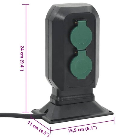 Tuinstopcontact en grondpin 4-wegs 15,5x11x24 cm zwart en groen 9