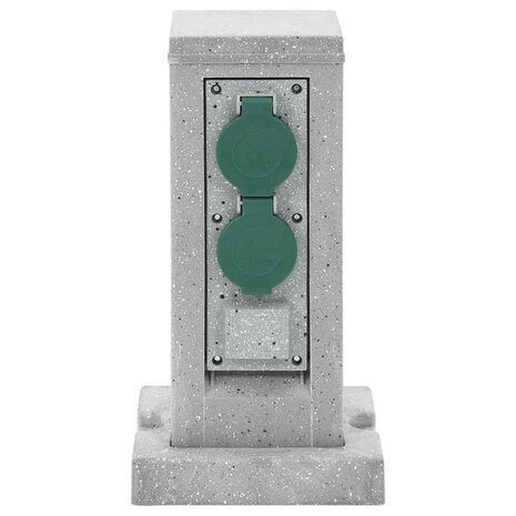 Tuinstopcontact grondpin 4-wegs steen-look 16x16x29,5 cm grijs 2