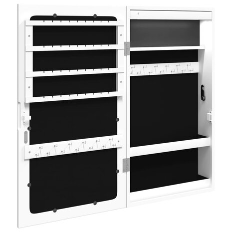 Sieradenkast met spiegel en LED wandgemonteerd wit 7