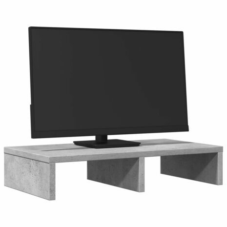 Monitorstandaard 50x27x10 cm bewerkt hout betongrijs 3