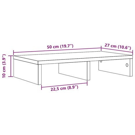 Monitorstandaard 50x27x10 cm bewerkt hout gerookt eikenkleurig 9