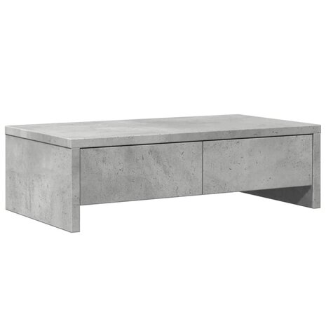 Monitorstandaard met lades 50x27x15 cm bewerkt hout betongrijs 2
