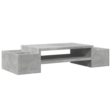 Monitorstandaard met opbergruimte 70x27x15 cm hout betongrijs 2