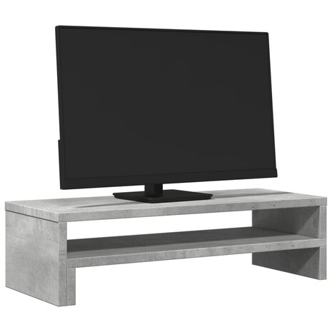 Monitorstandaard 54x22x15 cm bewerkt hout betongrijs 3