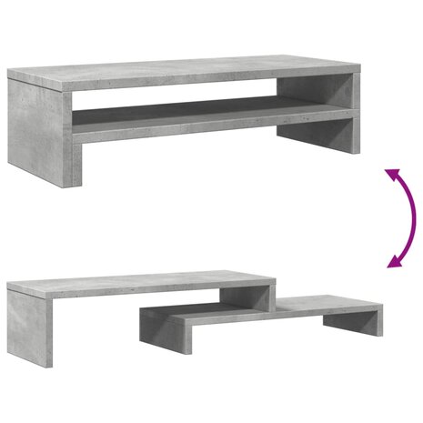 Monitorstandaard 54x22x15 cm bewerkt hout betongrijs 7