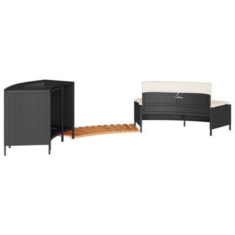 Hottub-ombouw poly rattan en massief acaciahout zwart 6