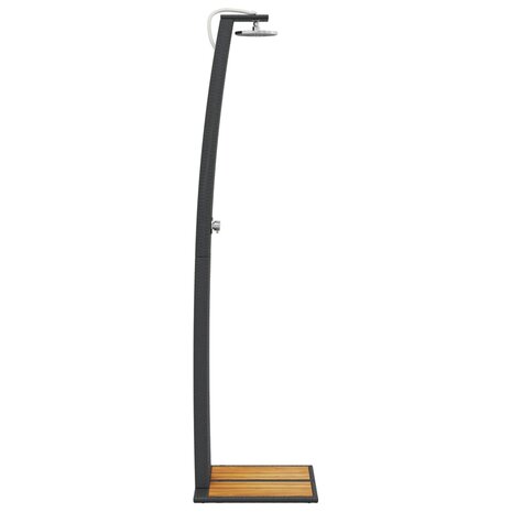 Buitendouche 55x60x224 cm poly rattan en acaciahout zwart 6