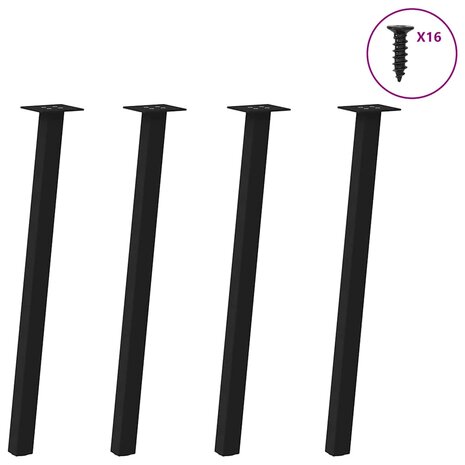 Salontafelpoten 4 st 72 cm staal zwart 1