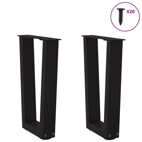 Eettafelpoten 2 st V-vormig 38x(42-43,3) cm staal zwart 3