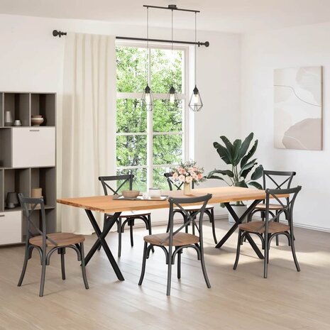 Eettafelpoten 2 st X-vormig 90x(72-73) cm staal zwart 2