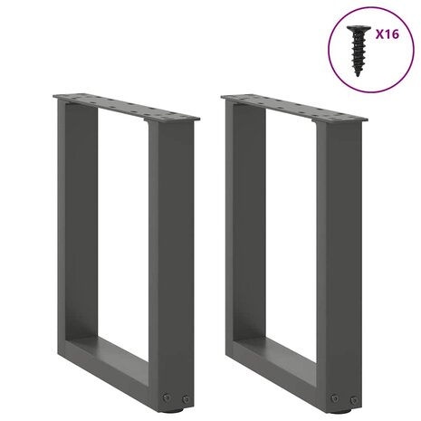 Salontafelpoten 2 st U-vormig 28x(42-43) cm staal antraciet 3