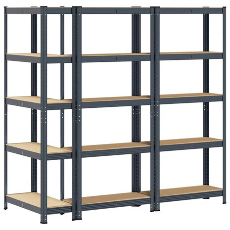 Opbergrekken 5-laags 3 st staal & bewerkt hout antracietkleurig 6