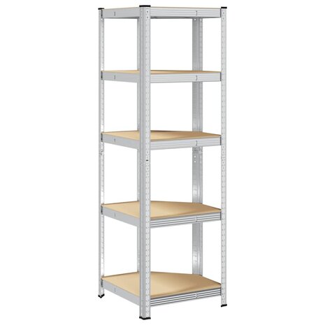 Hoekrek 5-laags staal en bewerkt hout zilverkleurig 6