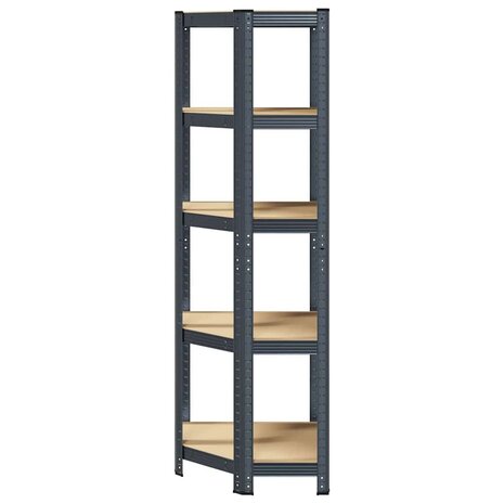 Hoekrek 5-laags staal en bewerkt hout antracietkleurig 4