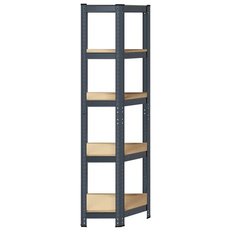 Hoekrek 5-laags staal en bewerkt hout antracietkleurig 5