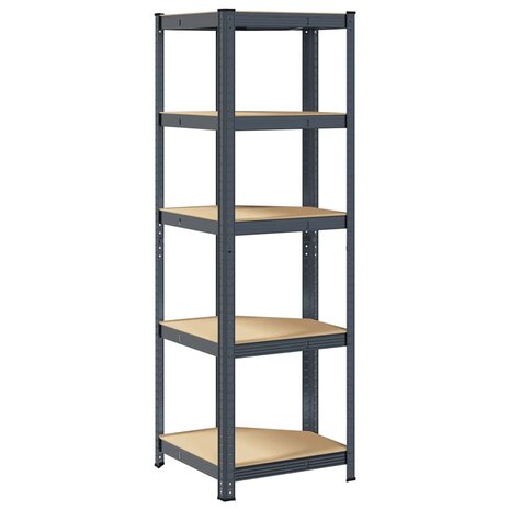 Hoekrek 5-laags staal en bewerkt hout antracietkleurig 6