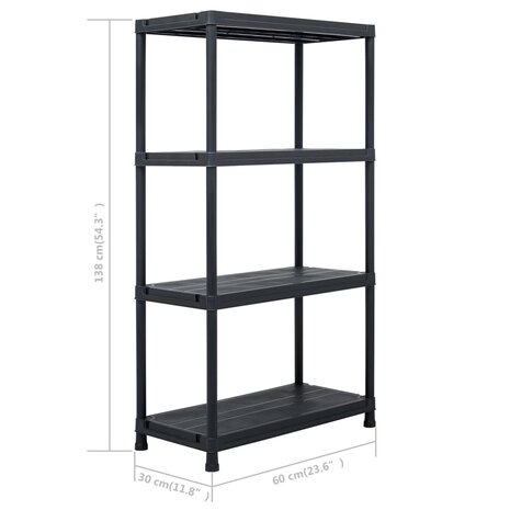 Opbergrek 100 kg 60x30x138 cm kunststof zwart 8