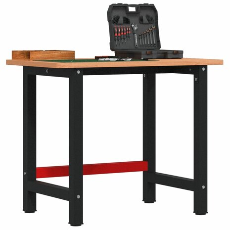 Werkbank rechthoekig 100x60x81,5 cm massief beukenhout 1