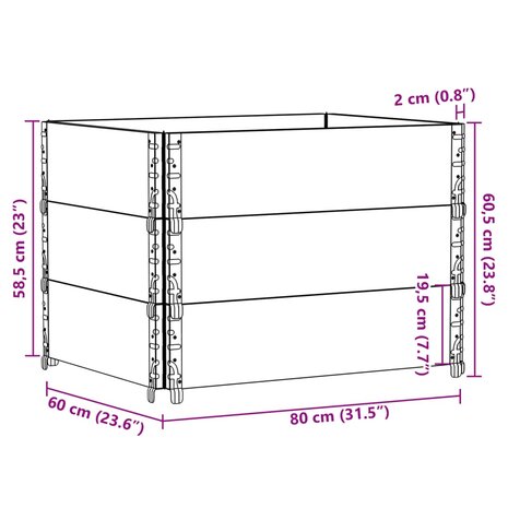 Palletopzetranden 3 st 80x60 cm massief grenenhout grijs 8