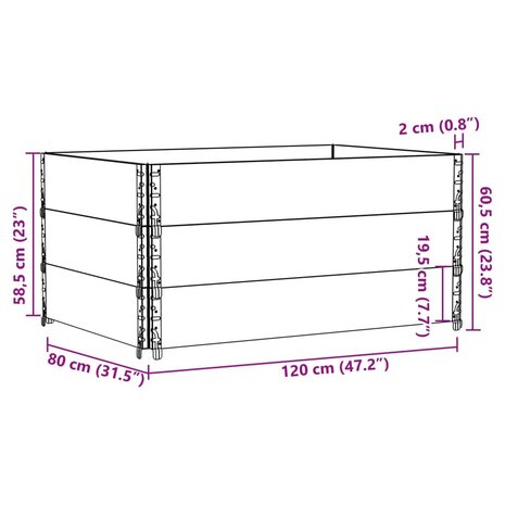 Palletopzetranden 3 st 120x80 cm massief grenenhout bruin 8