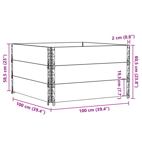 Palletopzetranden 3 st 100x100 cm massief grenenhout zwart 8