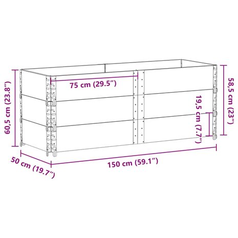 Palletopzetranden 3 st 150x50 cm massief grenenhout grijs 7