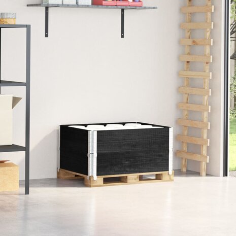Palletopzetranden 2 st 80x60 cm massief grenenhout zwart 1